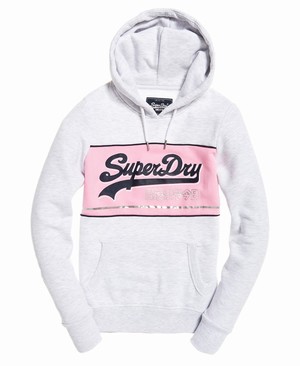 Superdry Vintage Logo Colour Block Női Kapucnis Pulóver Rózsaszín/Szürke | QLPRY6495